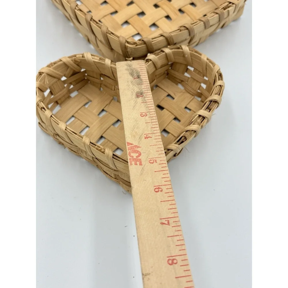 Heart Shaped‎ Wicker Wood Woven Basket Set Of 2
